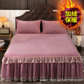 Thicker Solid color milk velvet bedshirts cover sets